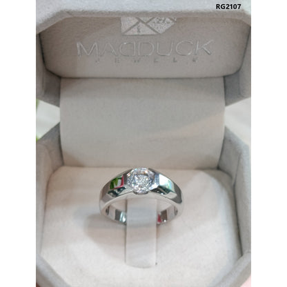 Madduckjewels RG2107 แหวนเงินแท้ 925 CZ / โมอิส (Moissanite) / เพชรแลป (Lab Grown) ชุบโรเดียม แหวนแต่งงาน แหวนหมั้น