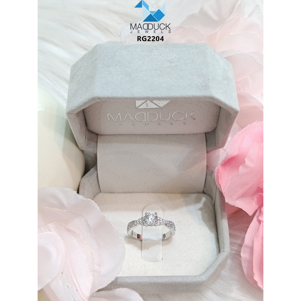 Madduckjewels RG2204 แหวนเงินแท้ 925 CZ / โมอิส (Moissanite) / เพชรแลป (Lab Grown) ชุบโรเดียม แหวนแต่งงาน แหวนหมั้น