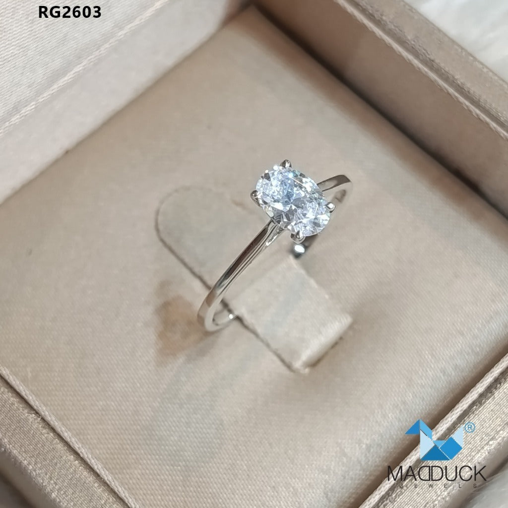 Madduckjewels RG2603 แหวนเงินแท้ 925 CZ / โมอิส (Moissanite) / เพชรแลป (Lab Grown) ชุบโรเดียม แหวนแต่งงาน แหวนหมั้น