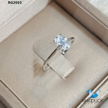 Madduckjewels RG2603 แหวนเงินแท้ 925 CZ / โมอิส (Moissanite) / เพชรแลป (Lab Grown) ชุบโรเดียม แหวนแต่งงาน แหวนหมั้น