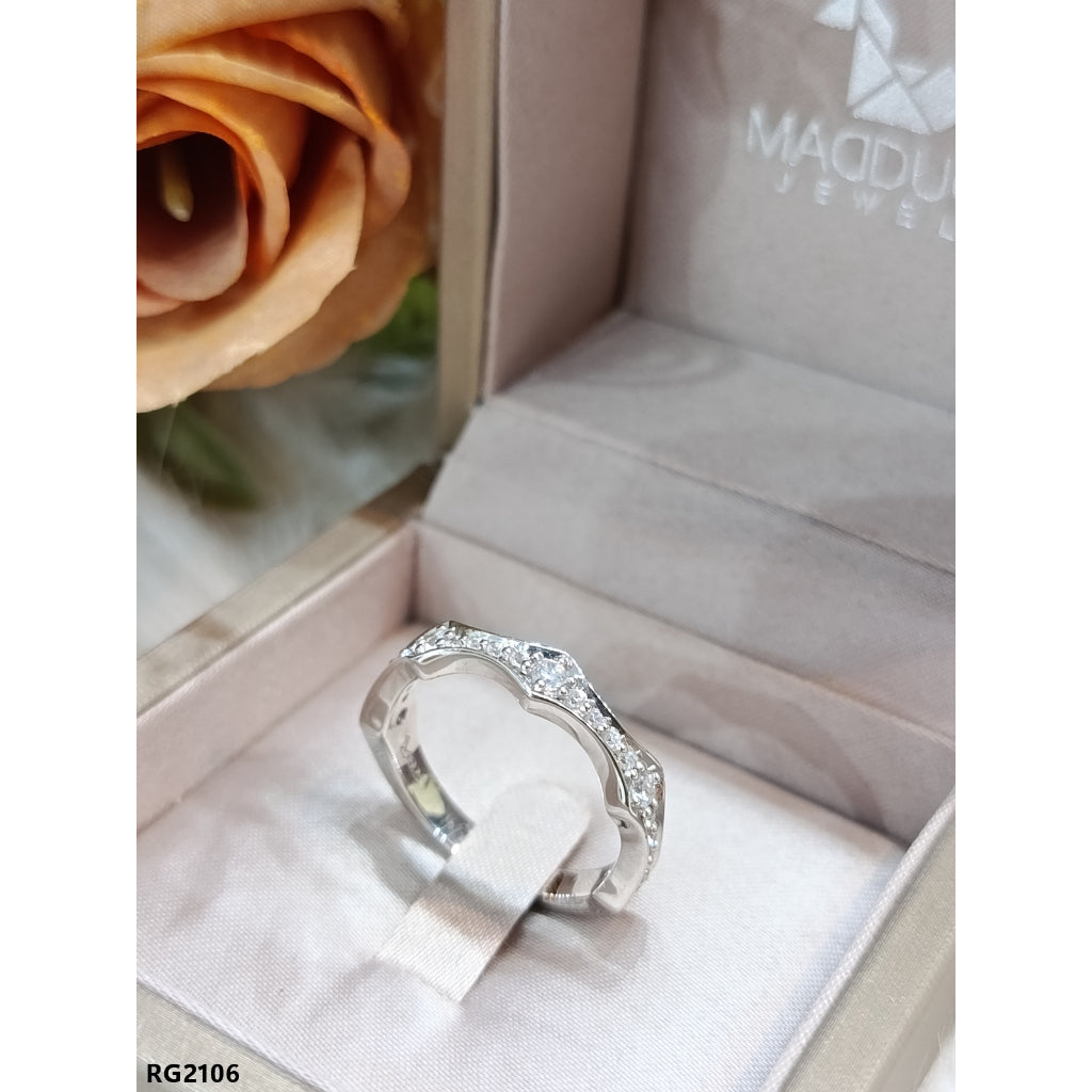 Madduckjewels RG2106 แหวนเงินแท้ 925 CZ / โมอิส (Moissanite) / เพชรแลป (Lab Grown) ชุบโรเดียม แหวนแต่งงาน แหวนหมั้น