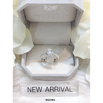 Madduckjewels RG2013 แหวนเงินแท้ 925 CZ / โมอิส (Moissanite) / เพชรแลป (Lab Grown) ชุบโรเดียม แหวนแต่งงาน แหวนหมั้น