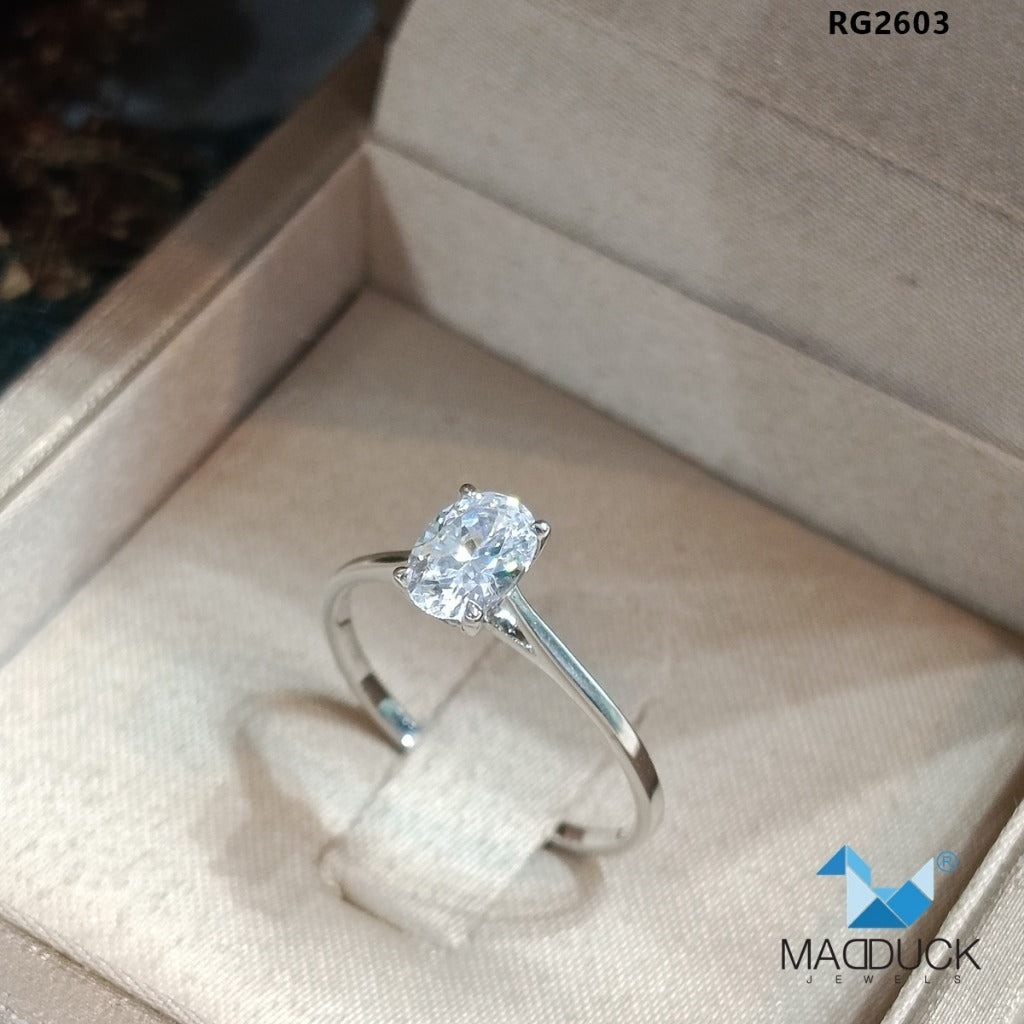 Madduckjewels RG2603 แหวนเงินแท้ 925 CZ / โมอิส (Moissanite) / เพชรแลป (Lab Grown) ชุบโรเดียม แหวนแต่งงาน แหวนหมั้น