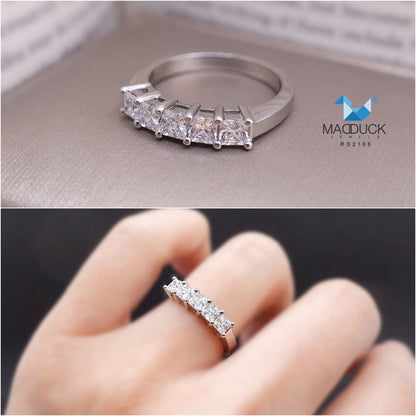 Madduckjewels RG2105 แหวนเงินแท้ 925 CZ / โมอิส (Moissanite) / เพชรแลป (Lab Grown) ชุบโรเดียม แหวนแต่งงาน แหวนหมั้น