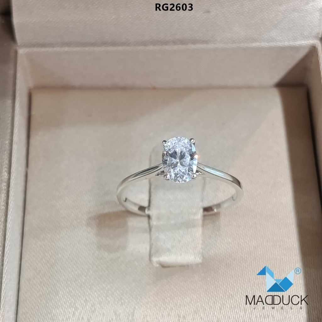 Madduckjewels RG2603 แหวนเงินแท้ 925 CZ / โมอิส (Moissanite) / เพชรแลป (Lab Grown) ชุบโรเดียม แหวนแต่งงาน แหวนหมั้น