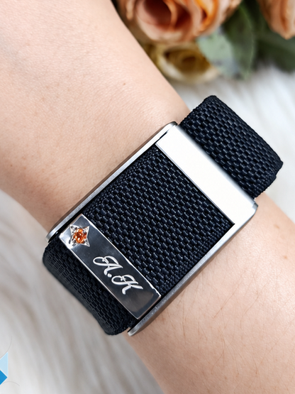 WHOOP Band Charm WT2609 | Natural Yellow Sapphire, Bang Kacha, Chanthaburi | 925 Sterling Silver, Rhodium Plated | Personalised Engraving