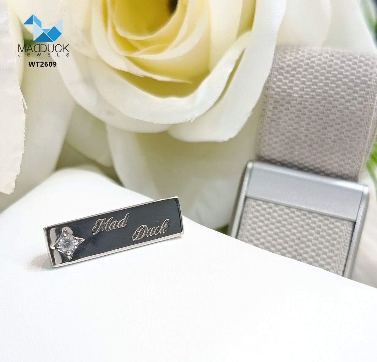 WHOOP Band Charm WT2609 | 925 Sterling Silver, Rhodium Plated | CZ / Moissanite / Lab-Grown Diamond | Personalized Engraving